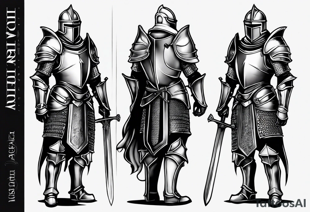 knight in heavy armor full body tattoo idea