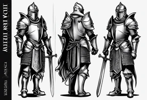 knight in heavy armor full body tattoo idea