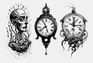 dali melting clock trippy tattoo idea