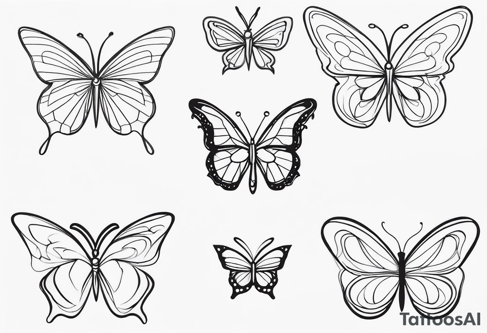 3 fine line butterflies tattoo idea
