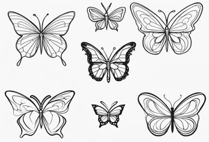 3 fine line butterflies tattoo idea