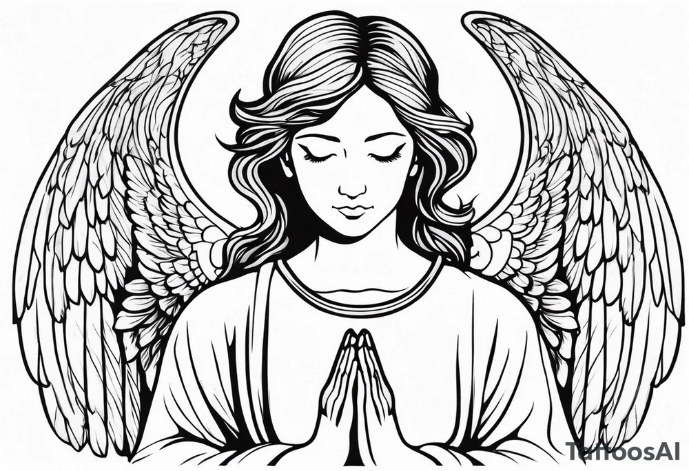 Angel with prayer hands tattoo idea