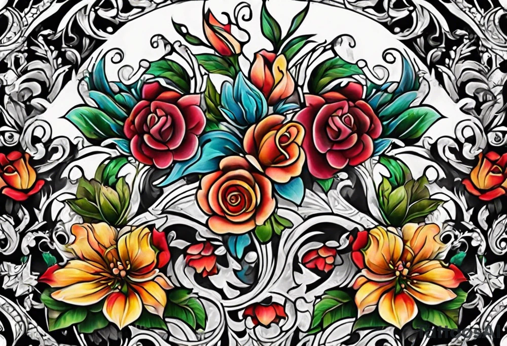 Flower chest piece tattoo idea