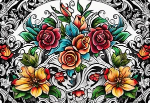 Flower chest piece tattoo idea