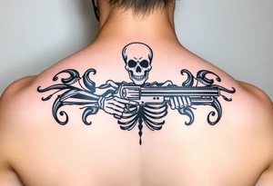 Skeleton charro with pistol tattoo idea