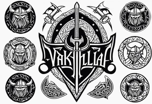 Valhalla viking helmet 
Sword shield tattoo idea