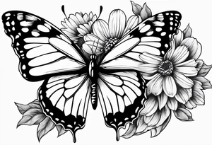 Butterfly with chrysanthemum flower tattoo idea