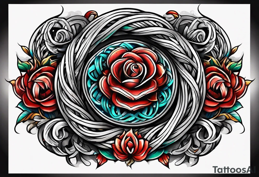 Rope knots twisting tattoo idea