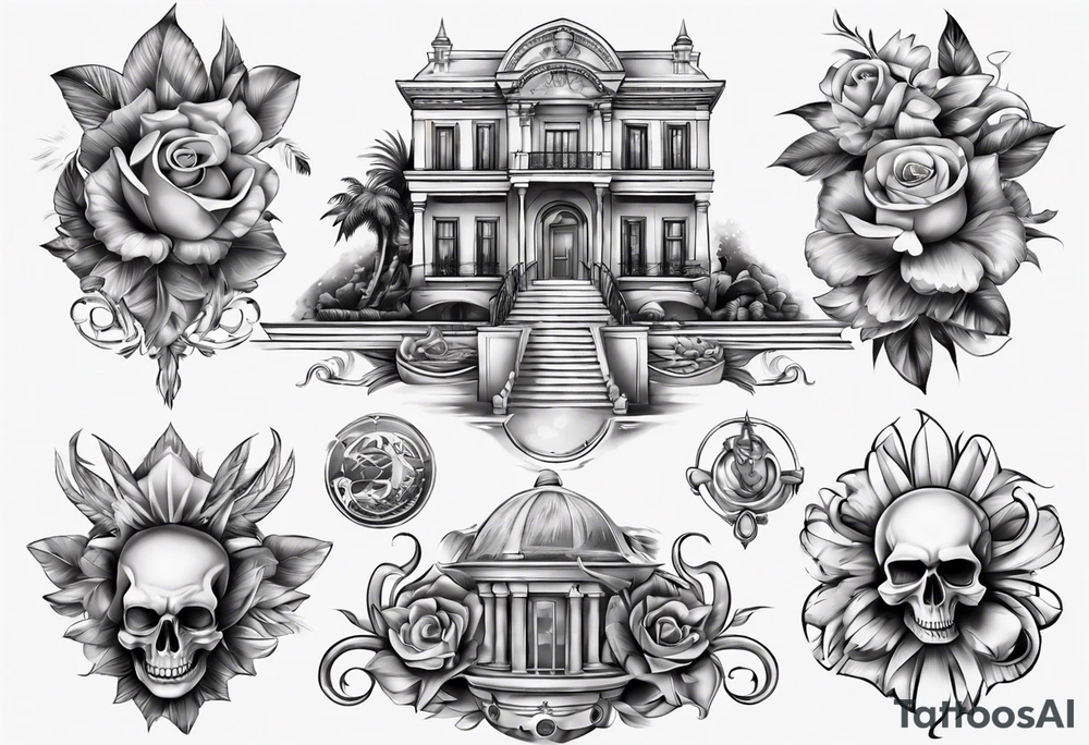 luxury villa tattoo idea