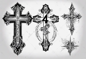 Cross with the number 4 tattoo idea