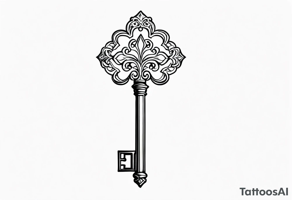 Key with ornate design tattoo idea