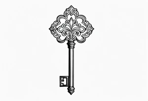 Key with ornate design tattoo idea