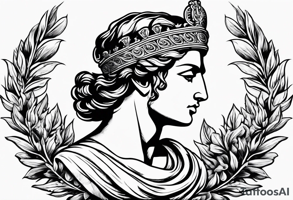 Full Greek with a laurel wreath in the middle tattoo idea