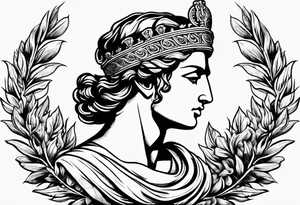 Full Greek with a laurel wreath in the middle tattoo idea