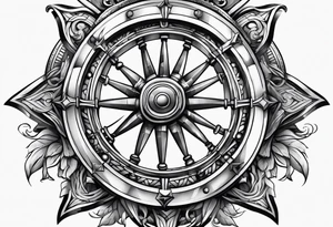 Man turning ships wheel tattoo idea