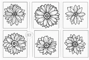 aster flower with roman numerals IX-VI-LVII tattoo idea
