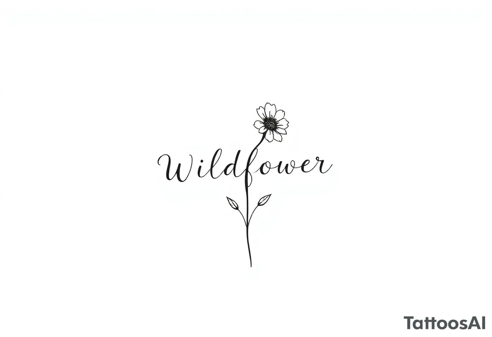 Wildflower written in stem of a flower tattoo idea