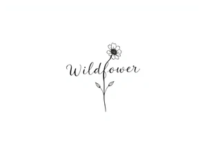 Wildflower written in stem of a flower tattoo idea
