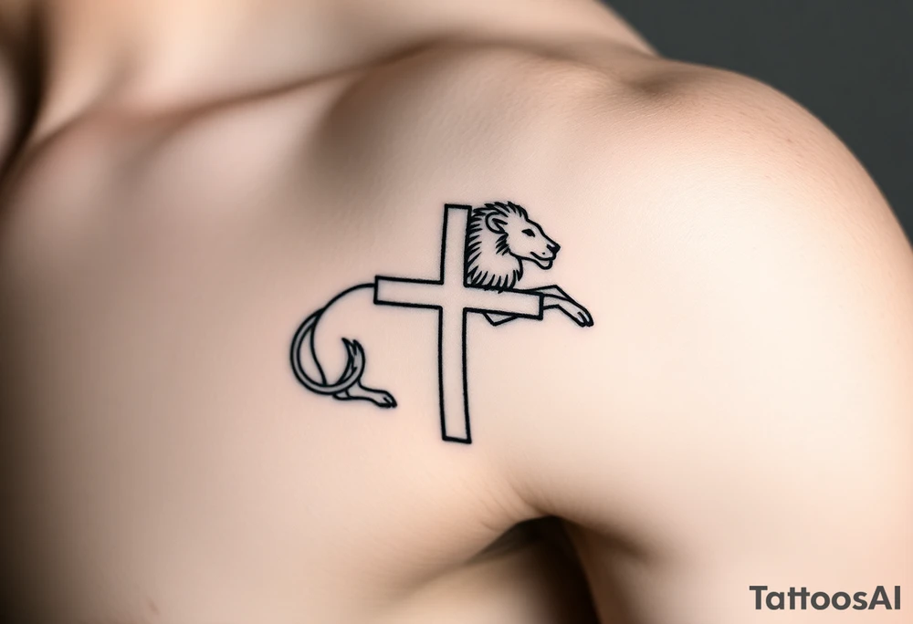cross lion and the lamb tattoo idea