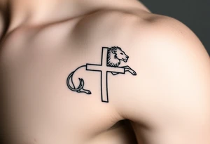 cross lion and the lamb tattoo idea