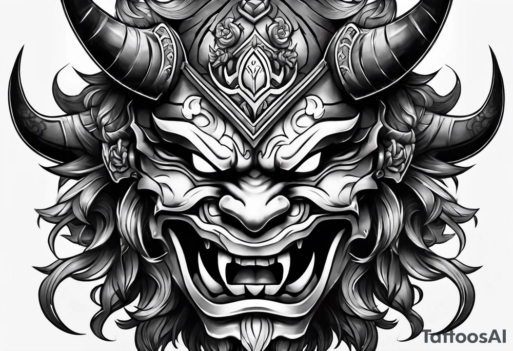 half Oni Mask on tricep tattoo idea