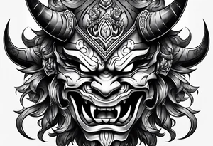 half Oni Mask on tricep tattoo idea