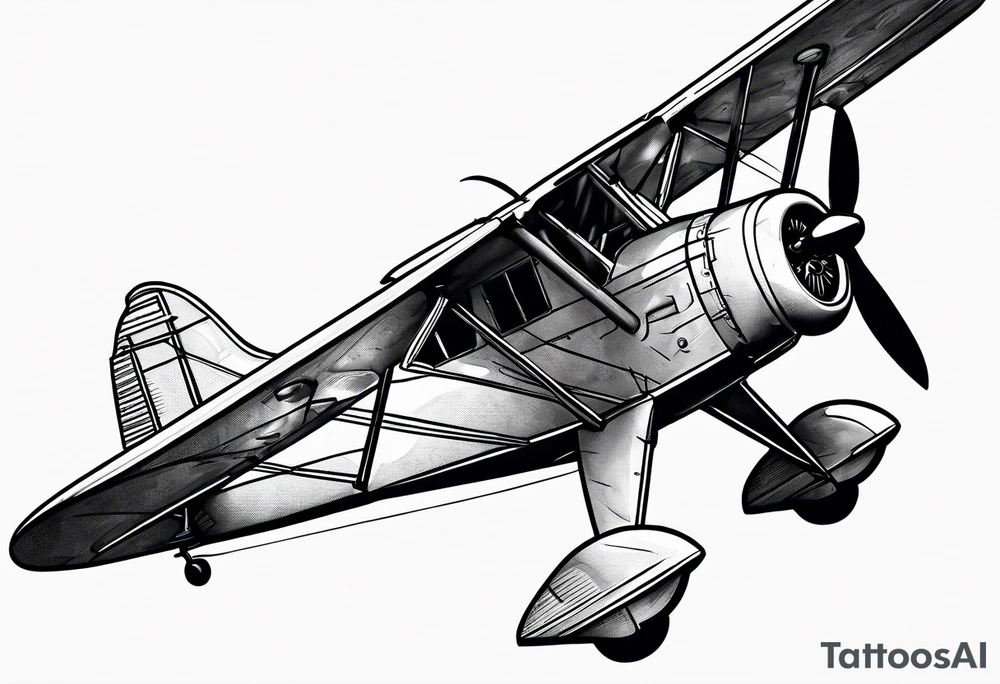 sketch of adventure plane in perspective from the bottom tattoo idea