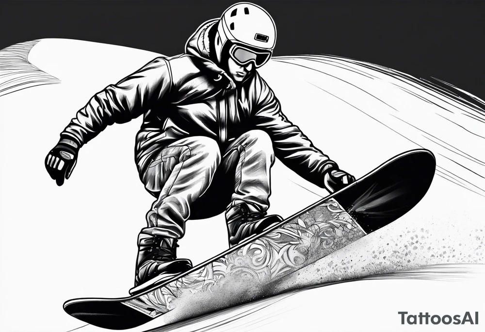 snowboarder hitting a rail tattoo idea