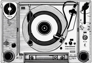 A recordplayer fineline minimalistic roftop tattoo idea