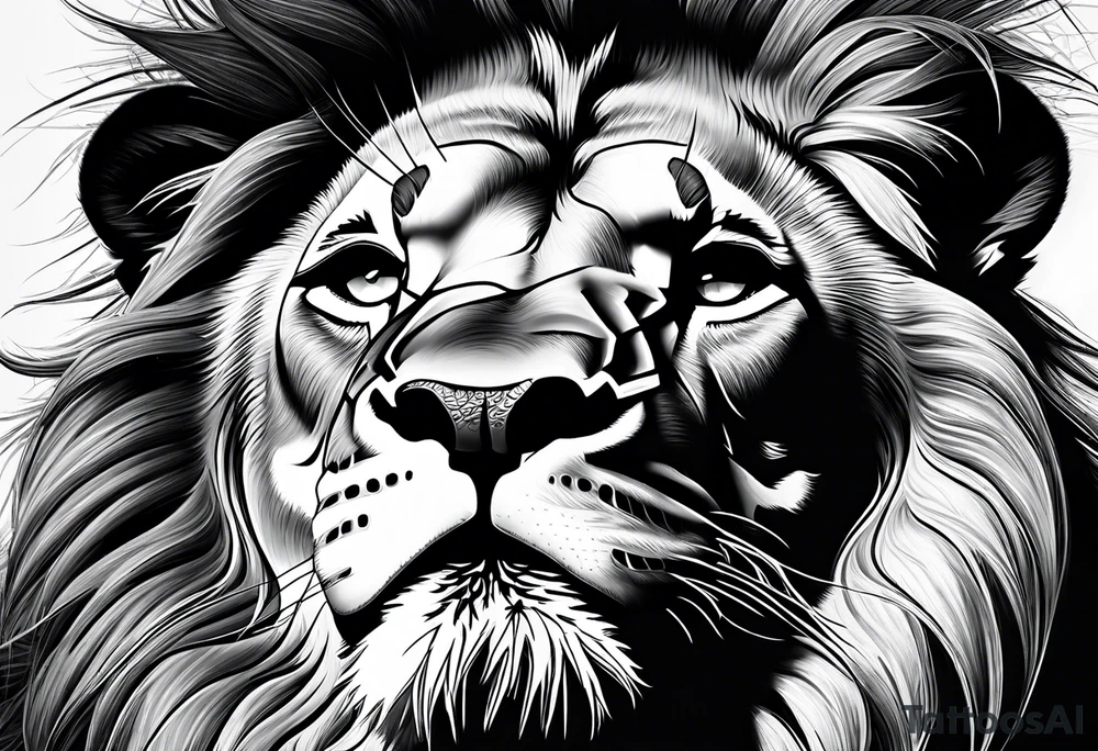 powerful majestic lion, close-up tattoo idea