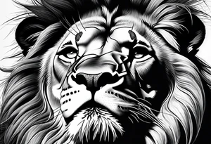 powerful majestic lion, close-up tattoo idea