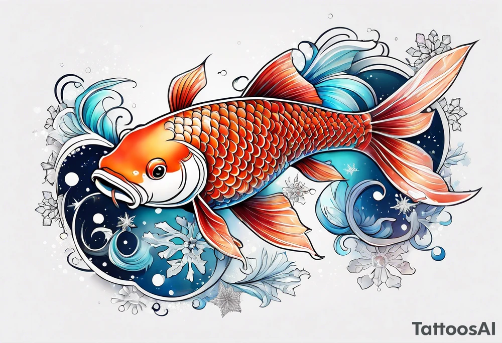 Constellation, animal koi carp, snowflake tattoo idea