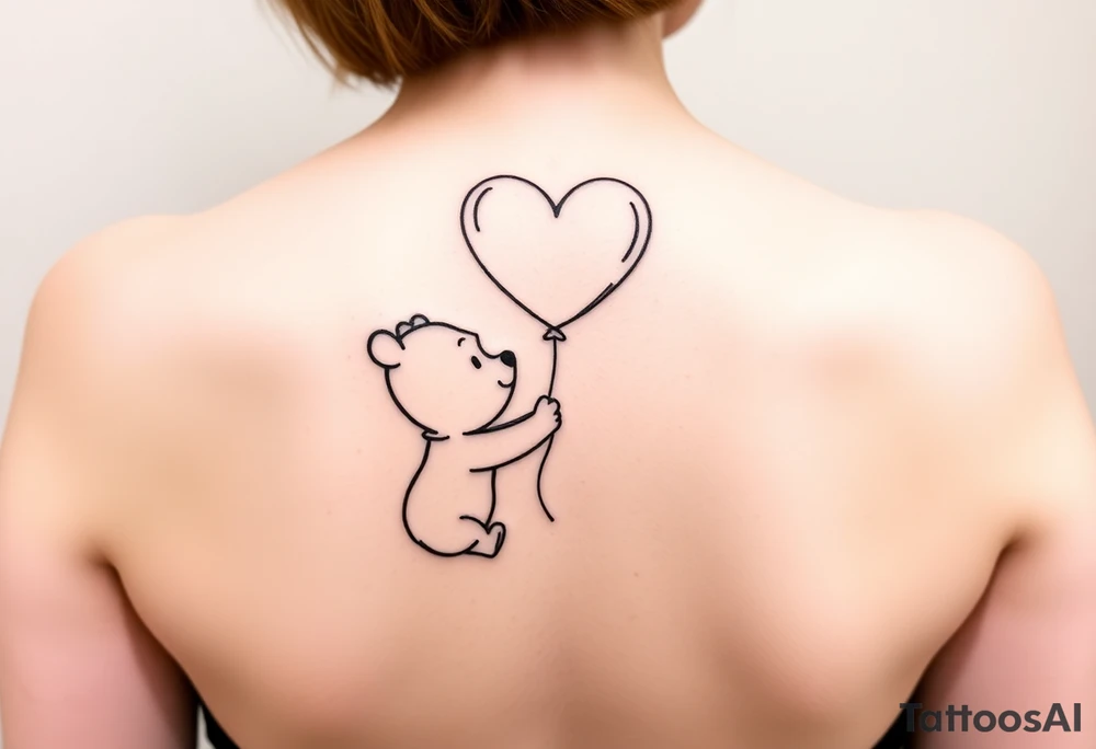 Winnie the pooh with a huge 
heart balloon tattoo idea