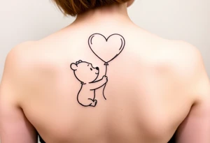 Winnie the pooh with a huge 
heart balloon tattoo idea