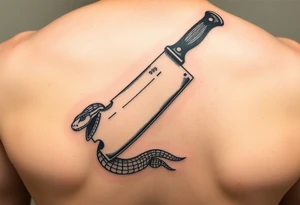 A butcher’s cleaver cutting the head off a snake…. The tail of the the snake is 999
The cleaver has the thousandth tattoo idea