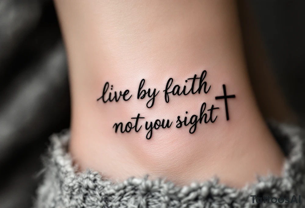 live by faith not by sight with cross tattoo idea