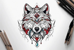 Neo traditional wolf tattoo idea