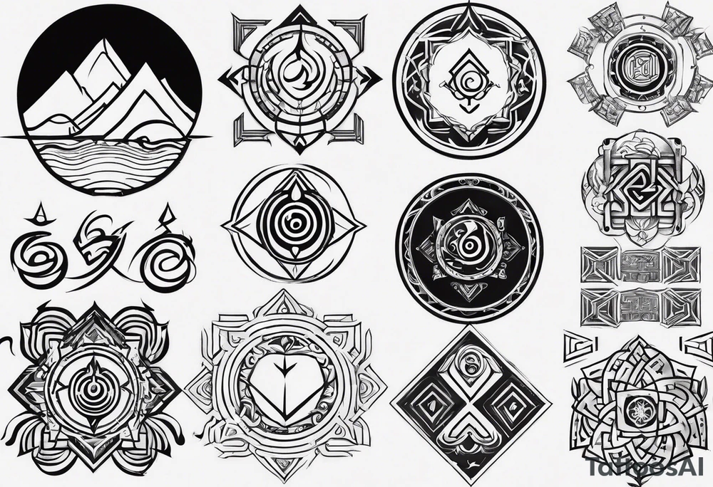 avatar the last airbender elemental symbols tattoo idea
