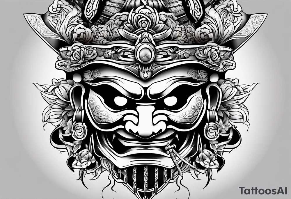Samurai mask tattoo idea