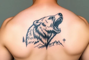 roaring bear,landscape. tattoo idea