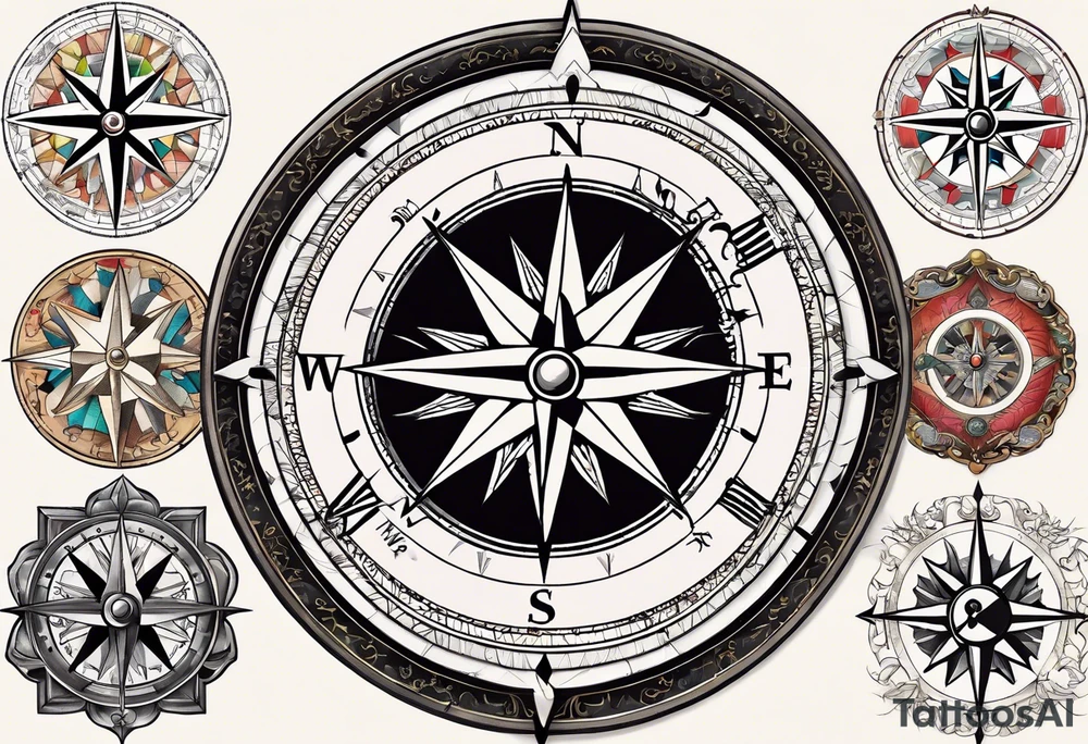 vintage compass tattoo idea