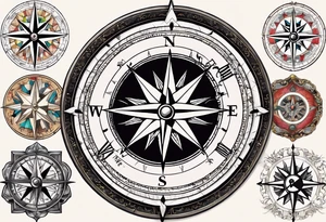 vintage compass tattoo idea