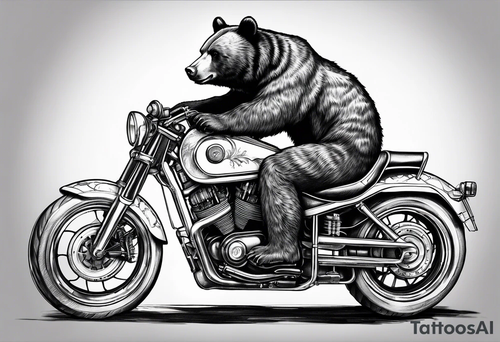 Bear riding motorcycle tattoo idea