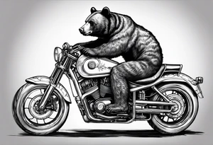 Bear riding motorcycle tattoo idea