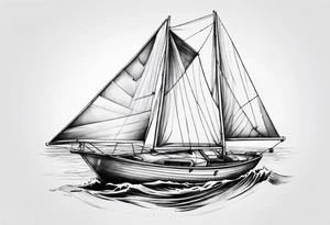 Small sailboat with torn sail tattoo idea