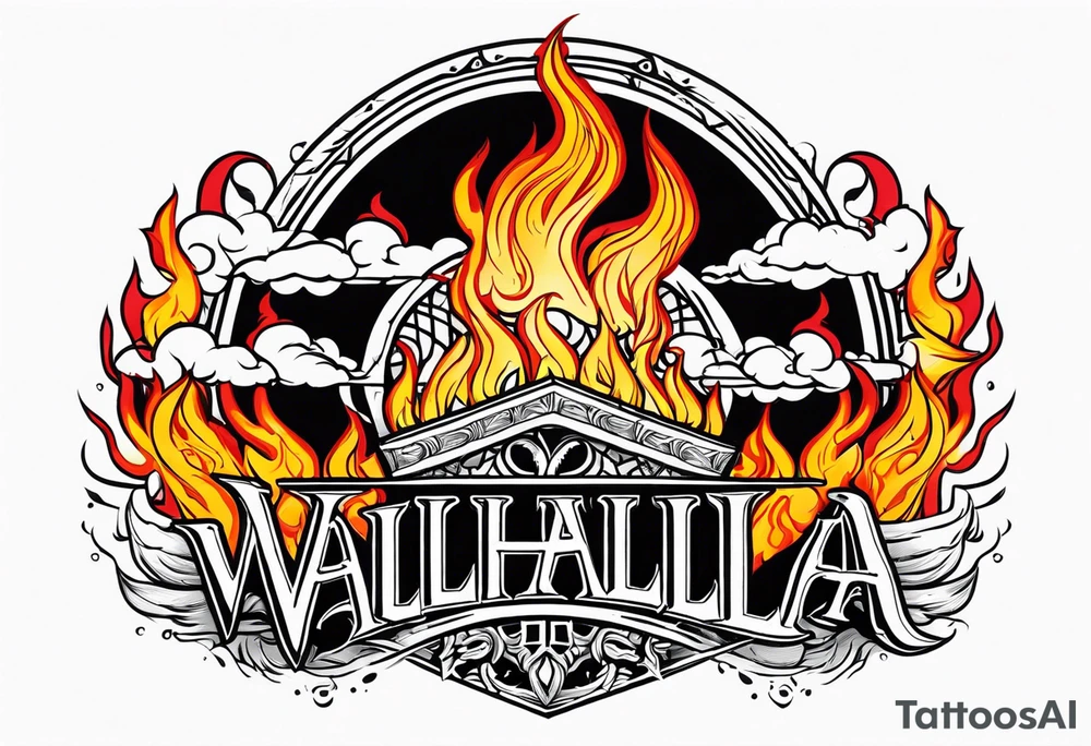 valhalla funeral on fire tattoo idea
