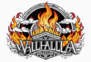 valhalla funeral on fire tattoo idea