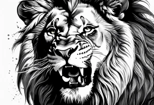 Lion roaring with beautiful teeth showing tattoo idea