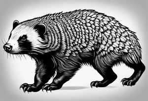 Muscular old honey badger working out tattoo idea