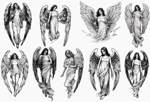 Tired guardian angel with broken wings tattoo idea